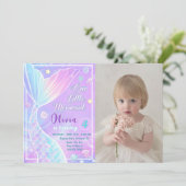 Magisch Onze Kleine Zeemeermin Verjaardagsfoto Kaart (Staand voorkant)