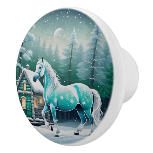 Magisch paard in betoverd bos keramische knop (Rechts)