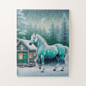 Magisch paard in betoverd bos legpuzzel (Verticaal)