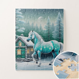 Magisch paard in betoverd bos legpuzzel