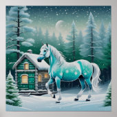 Magisch paard in betoverd bos poster (Voorkant)