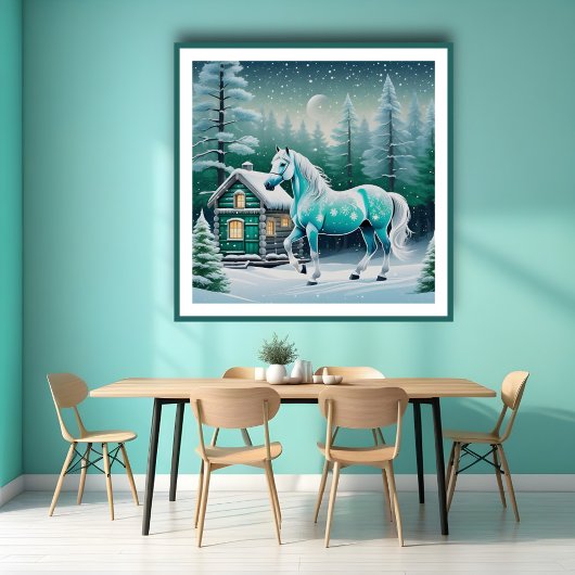 Magisch paard in betoverd bos poster