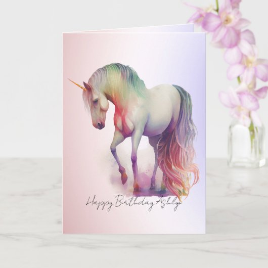 Magisch Paars Blush Ombre Unicorn Glitter Kaart (Orchidee)