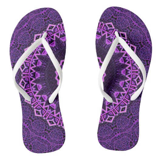 Magisch paars mandala teenslippers (Voetbed)