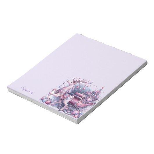 Magisch Paarse rendier Notitieblok (Linkerzijde)