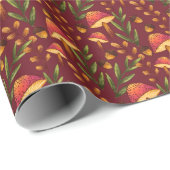 Magisch paddenstoelenbos op Bourgogne Cadeaupapier (Rol Hoek)