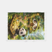 Magisch Panda Bos Dekentje Fleece Deken (Voorkant (Horizontaal))