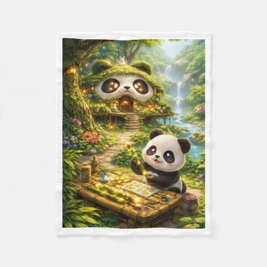 Magisch Panda Bos Dekentje Fleece Deken (Voorkant)