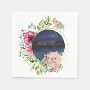 magisch papier voor één baby shower met bloemkolen servet