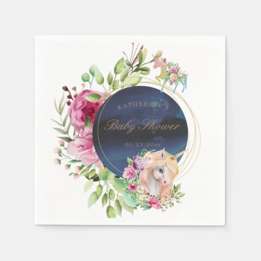 magisch papier voor één baby shower met bloemkolen servet (Voorkant)