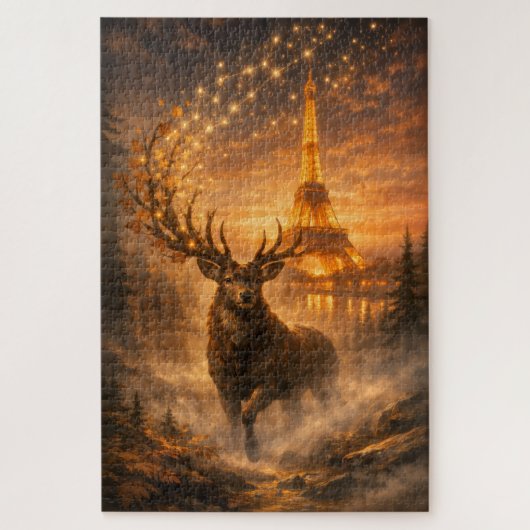 Magisch Parijs Hert Eiffeltoren Herfst Legpuzzel (Verticaal)