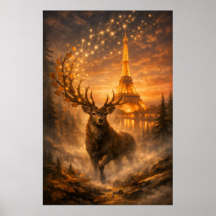 Magisch Parijs Hert Eiffeltoren Herfst Poster