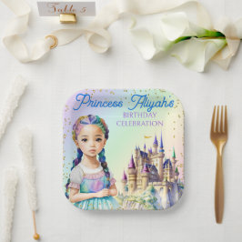 Magisch Pastel Prinses Fantasy Regenboog Kasteel Papieren Bordje