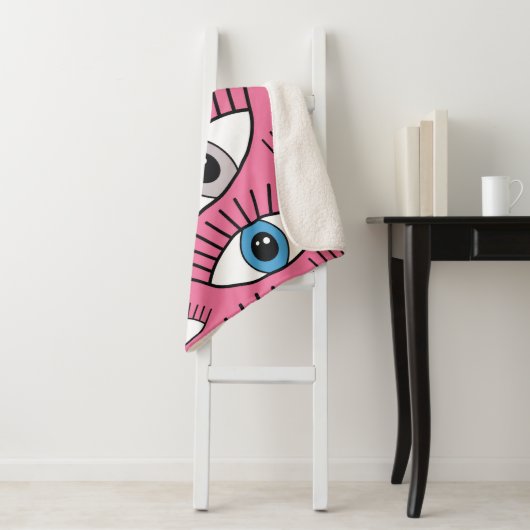 Magisch patroon met kleurrijke ogen. Mystic backgr Sherpa Deken (In situ)