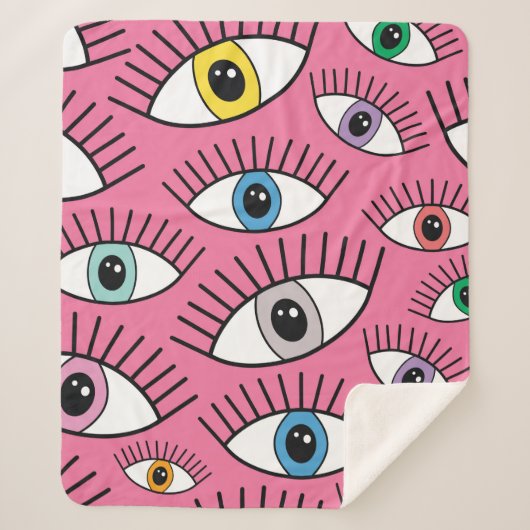 Magisch patroon met kleurrijke ogen. Mystic backgr Sherpa Deken (Voorkant)