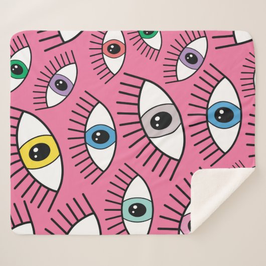 Magisch patroon met kleurrijke ogen. Mystic backgr Sherpa Deken (Voorkant (horizontaal))