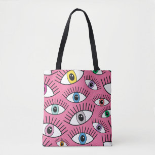 Magisch patroon met kleurrijke ogen. Mystic backgr Tote Bag