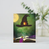 Magisch Pet & Magische Spell Book Whimsical Hallow Briefkaart (Staand voorkant)