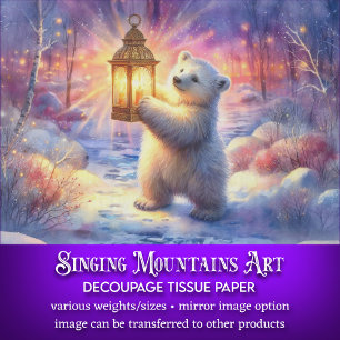 Magisch Polar Beer & Lantaarn in Woodland Decoupag Tissuepapier