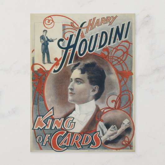  Magisch Poster, Magiciër Harry Houdini Briefkaart (Voorkant)