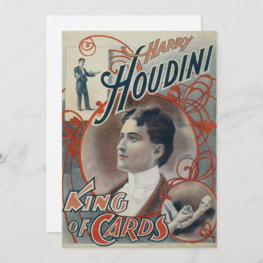 Magisch Poster, Magiciër Harry Houdini Kaart (Voorkant / Achterkant)
