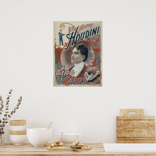  Magisch Poster, Magiciër Harry Houdini Poster (Keuken)