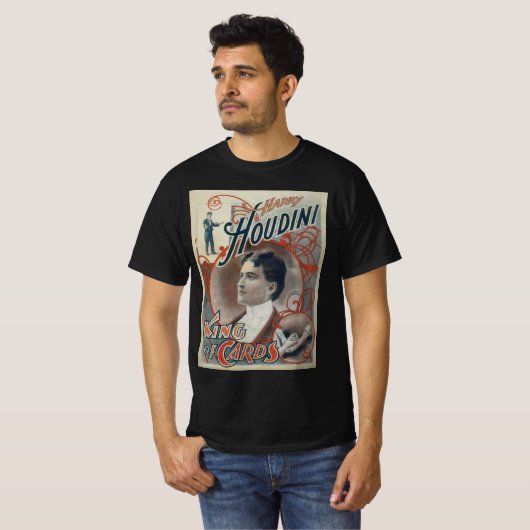Magisch Poster, Magiciër Harry Houdini T-shirt (Voorkant volledig)