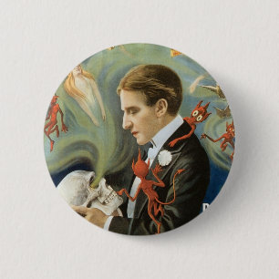  Magisch Poster, Thurston, de Grote Magicus Ronde Button 5,7 Cm