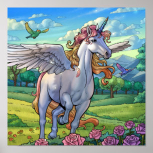 Magisch Regenboog Eenhoorn Pegasus Sprookjes Konin Poster