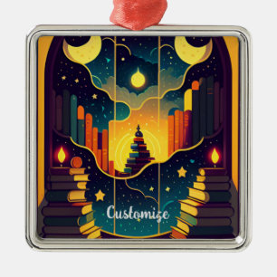 Magisch rijk van boeken metalen ornament