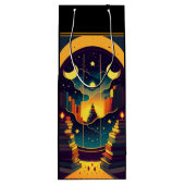 Magisch rijk van boeken zwart wijn cadeautas (Achterkant)