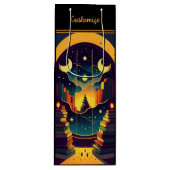 Magisch rijk van boeken zwart wijn cadeautas (Voorkant)