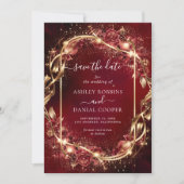 Magisch rood gouden accent Bewaar de datum Kaart (Voorkant)