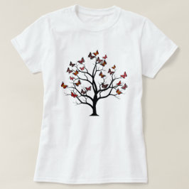 Magisch Rood Sinaasappel Bruine Vlinderboom T-shirt