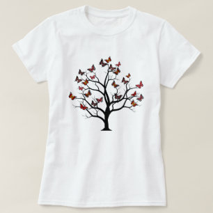 Magisch Rood Sinaasappel Bruine Vlinderboom T-shirt