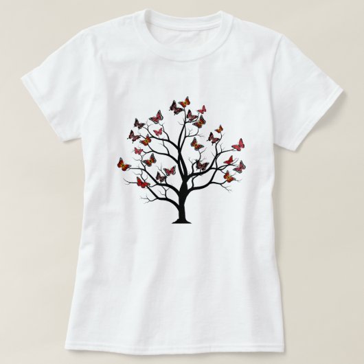  Magisch Rood Sinaasappel Bruine Vlinderboom T-shirt (Design voorkant)