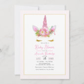 Magisch Roze Eenhoorn Baby shower Kaart (Voorkant)