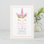 Magisch Roze Eenhoorn Baby shower Kaart (Staand voorkant)
