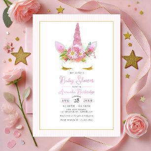 Magisch Roze Eenhoorn Baby shower Kaart