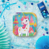 Magisch Roze Eenhoorn Verjaardagspapier Bord (Feest)