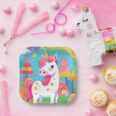 Magisch Roze Eenhoorn Verjaardagspapier Bord (Feest)