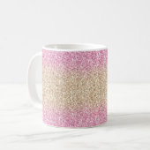 Magisch Roze en Gouden Glitter Ombre Koffiemok (Voorkant links)