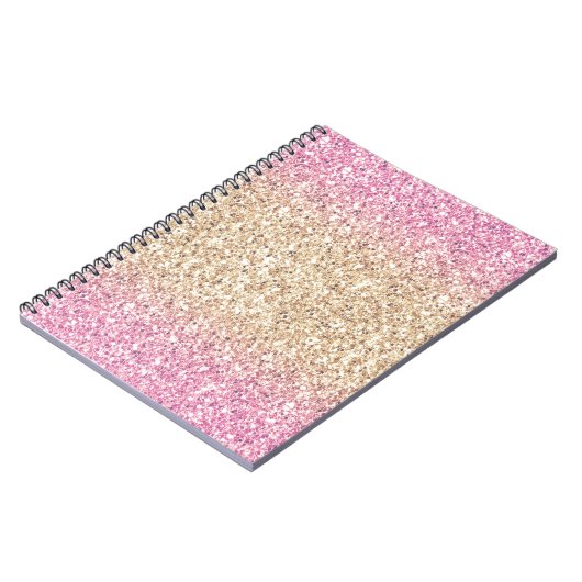 Magisch Roze en Gouden Glitter Ombre Notitieboek (Linkerzijde)
