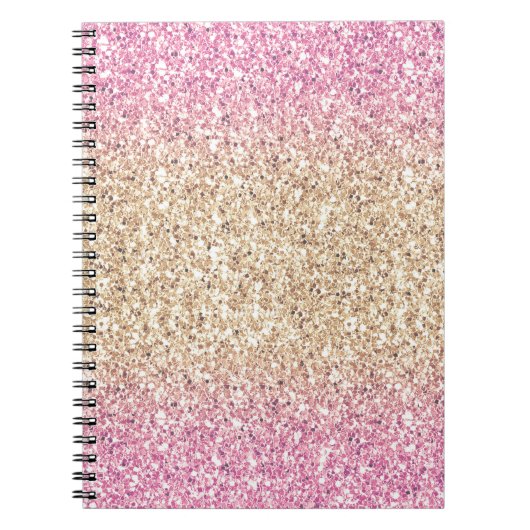 Magisch Roze en Gouden Glitter Ombre Notitieboek (Voorkant)