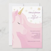 Magisch Roze Gouden Eenhoorn 2e Verjaardag Foto Kaart (Voorkant)