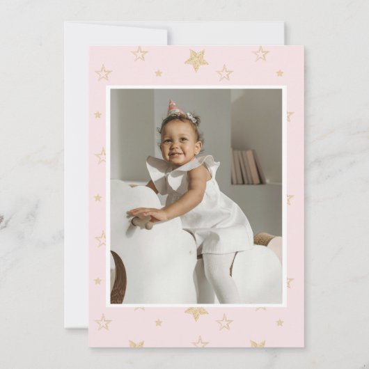 Magisch Roze Gouden Eenhoorn 2e Verjaardag Foto Kaart (Achterkant)