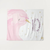 Magisch Roze Gouden Eenhoorn Verjaardag Achtergron Wandkleed (Voorkant (horizontaal))