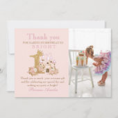 Magisch roze Kasteel Koninkrijk Verjaardag Bedankkaart (Voorkant)