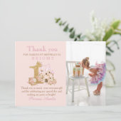 Magisch roze Kasteel Koninkrijk Verjaardag Bedankkaart (Staand voorkant)