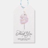Magisch Roze katoenachtig Snoep en Glitter Dank u Cadeaulabel (Voorkant)